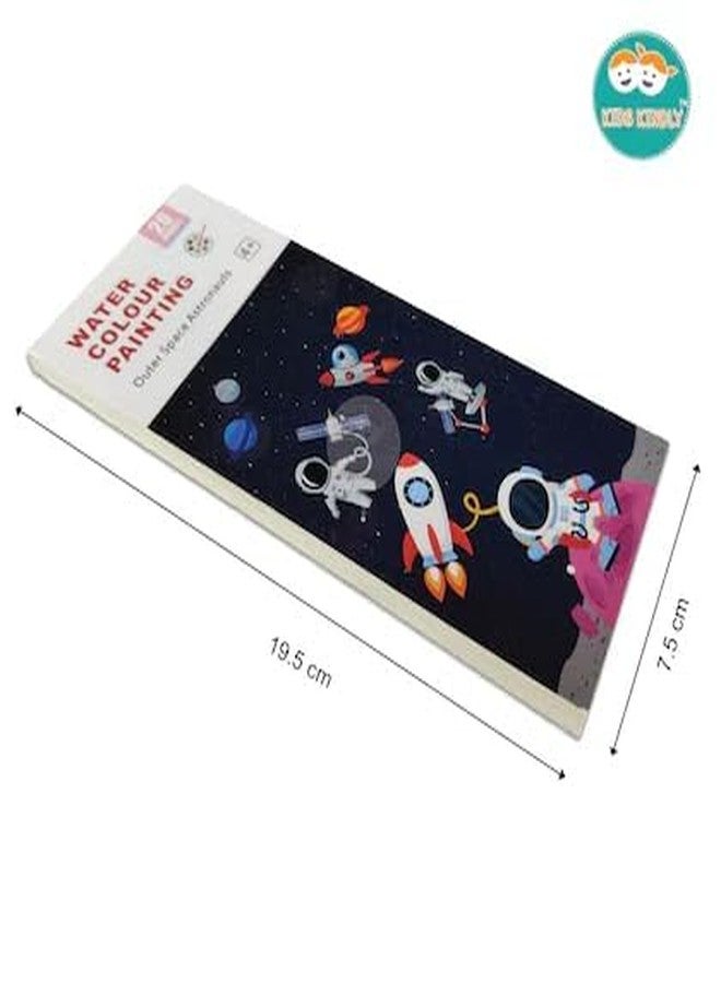 G.FIDEL دفتر رسم بالألوان المائية للأطفال من جي. فيدل، موضوع الفضاء، ٢٠ صفحة وفرشتا رسم - Image 2